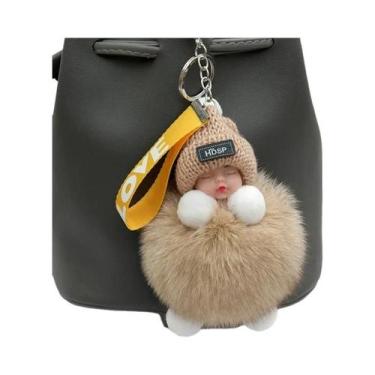 Imagem de Chaveiro De Pelúcia De Bebê Dormindo Com Pompom Fofo Para Mulheres E M