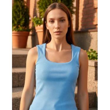 Imagem de Blusa Feminina Regata Canelada Básica Alça Larga Zanca Modas Tamanho:G