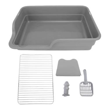 Imagem de Vaso sanitário para cães, malha de aço inoxidável, treinamento para animais de estimação, bandeja para penico, estrutura estável, fácil de limpar, suporte para almofada de xixi (Cinza)