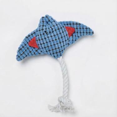 Imagem de Brinquedo de pelúcia Paw-FECT Piece Stingray/Manta Ray com Squeaker interativo, material macio e durável para mastigadores agressivos, feito com algodão de alta resiliência, corda para raças de cabo
