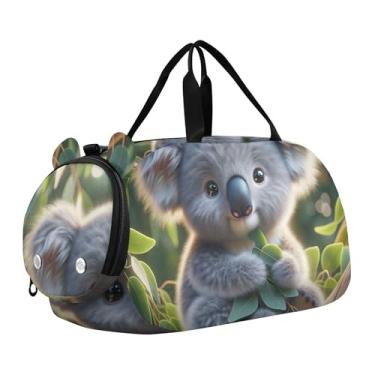Imagem de Cesta de coelhinho da páscoa tulipas bolsa de mão para meninos e crianças pequenas bolsas de viagem bolsas de viagem para academia e crianças, Linda árvore de coala, folhas verdes, Clássico