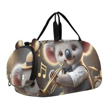 Imagem de Bolsa esportiva Dapper Raccoon French Brunch para meninos e meninas, Balanço de trompete Sweet Koala, Clássico