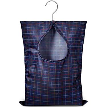 Imagem de Handy Laundry Bolsa de pregador – 28 x 38 cm – Comporta 100 alfinetes de roupas de tamanho médio, material repelente de água, gancho para pendurar e desliza sem esforço no varal com uma abertura extragrande.