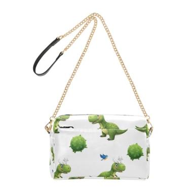 Imagem de Joitme Bolsas femininas transversais para telefone bolsa fofa engraçada dinossauro gatos pássaros bolsa de ombro de couro PU com alça de corrente