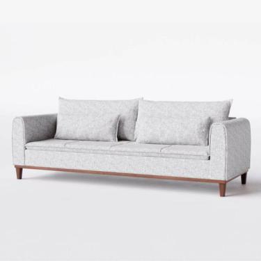 Imagem de Sofá Living Fixo Lisboa 2,00m em Linho Mescla Cinza Claro - Home Mobil
