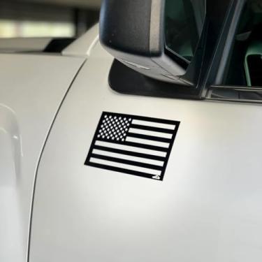 Imagem de Decalques magnéticos com bandeira americana preta - Ímãs de bandeira dos EUA com estrela branca para caminhões adesivos de decalque de carro tático para bicicleta, trailer, ímãs de geladeira