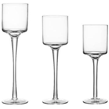 Imagem de VICASKY 3 peças de castiçal de vidro enfeite de casamento jantar festa porta-furacões cilindros transparentes festas cilindro granel pilar velas pedestal aberto