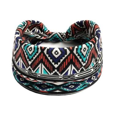 Imagem de Faixa de cabelo feminina larga, elástica, respirável, absorvente de suor, para fitness, esportes, ciclismo, corrida, ioga (cor A)