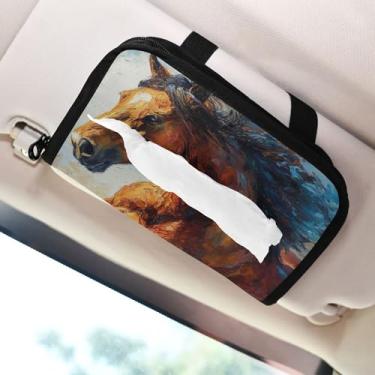 Imagem de SEHANY Suporte de lenços de carro Majestic Horse, caixa de lenços para carro, viseira solar, porta-guardanapos retangular, dispensador de máscara de carro, caixa de lenços de papel para automóveis