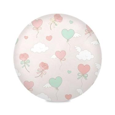 Imagem de Wassud Jogo americano balões de coração nuvem tapetes de mesa redondos para cozinha e jantar tapetes laváveis resistentes ao calor decoração de mesa 39 cm
