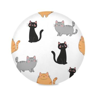 Imagem de Wassud Jogo americano com desenho animado de gatos tapetes de mesa para cozinha e jantar tapetes laváveis resistentes ao calor decoração de mesa 39 cm