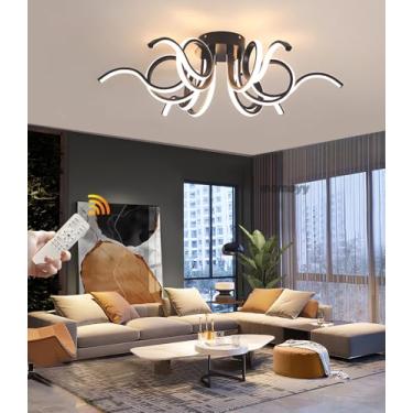Imagem de Luminária de teto LED moderna de 70 cm (27,56 polegadas) para sala de estar, quarto, com intensidade regulável e controle remoto. Potência de 72 W e 5600 lúmens, ideal para cozinha, sala de