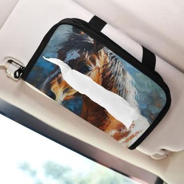 Imagem de SEHANY Suporte de lenços de carro Majestic Horse, caixa de lenços para carro, viseira solar, porta-guardanapos retangular, dispensador de máscara de carro, caixa de lenços de papel para automóveis