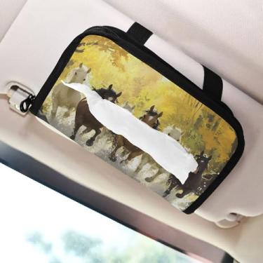 Imagem de SEHANY Suporte de lenços de carro Majestic Horse, caixa de lenços para carro, viseira solar, porta-guardanapos retangular, dispensador de máscara de carro, caixa de lenços de papel para automóveis