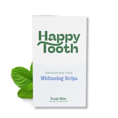 Imagem de Happy Tooth Kit de clareamento dental natural, tiras para dentes sensíveis, seguro para esmalte, formulado por dentistas, sem flúor, ingredientes naturais, uso diário suave, 28 tiras, 14 tratamentos