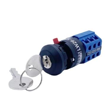 Imagem de LW26-10/3S Interruptor giratório de 16,5 mm com chave de bloqueio, fonte de alimentação dupla, motor para frente e ré, 1 peça