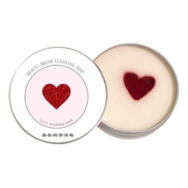 Imagem de de pincel de maquiagem – Tapete de limpeza sólido em forma de coração, de pincel de maquiagem sólido | para esponjas cosméticas, base em pó solta, beleza, penteadeira, bronzeador