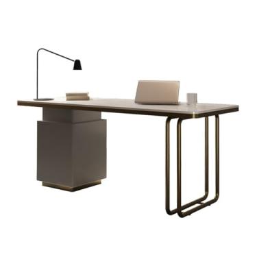 Imagem de Mesa de trabalho para computador de escritório em casa, moderna, laptop, PC, escrita, luxuosa, resistente, com parte superior de laje de pedra e pernas fortes para casa e escritório(S)