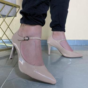 Imagem de Scarpin Feminino Sapato Boneca Com Fivela Salto Agulha Fino 8cm Elegân