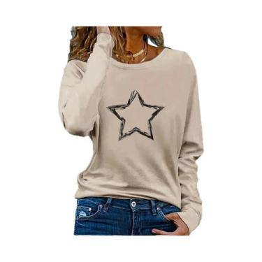 Imagem de Camiseta Feminina De Manga Longa Com Estampa De Coração, Decote Redond