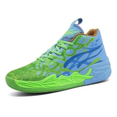 Imagem de Novetra Botas de basquete masculinas malha respirável, calçados esportivos e lazer da moda(Green,36 BR)