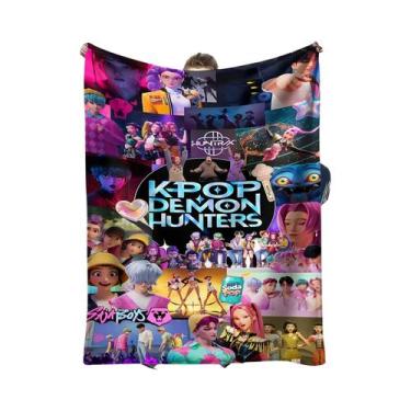 Imagem de Cobertor De Flanela Quente K-Pop Demon Hunter Anime Girl Para Sala De 