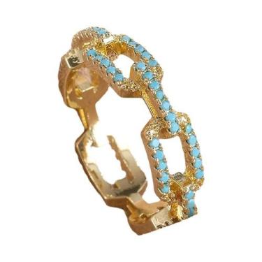 Imagem de Conjunto De Anéis De Zircônia Turquesa Para Mulheres E Homens, Design 