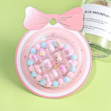 Imagem de Generic Unhas postiças de desenho animado infantil, 12 peças/conjunto de material de manicure flores, extensão de unhas falsas para crianças, estilo japonês (estilo)