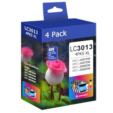 Imagem de USEHOTI LC3013 LC3011 Compatível com cartuchos de tinta Brother LC3013 de alto rendimento com impressora Brother MFC-J497DW MFC-J491DW MFC-J895DW MFC-J690DW (preto, ciano, magenta, amarelo, pacote 4GG