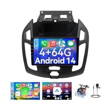Imagem de ULHOME Rádio veicular Android 14 compatível com Ford Transit Connect 2014-2018, tela sensível ao toque de 9 polegadas, estéreo veicular com carplay sem fio, Android Auto, GPS FM WiFi, câmera de backup