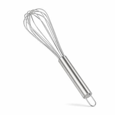 Imagem de Fouet Batedor de Ovos Inox Manual Fuê de Aço para Massas, Claras em Neve, Cremes e Molhos – Mini Mixer Portátil e Ergonômico