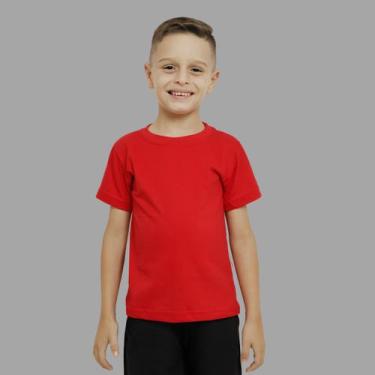 Imagem de Camiseta Infantil Vermelha Algodão Camisa Lisa Menina Menino - Mb Spor
