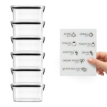 Imagem de Kits Porta-Alho e Porta-Cebola com Vedação Hermética, Pote Multiuso 460ml, Com Etiquetas, Porta Mantimentos com Click - Variações (6)