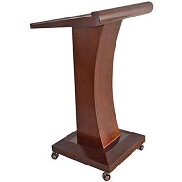 Imagem de ZDJZMGZ Púlpito de púlpito de púlpito de púlpito de chão, suporte de pódio, mesa de pódio, mesa de recepção, apresentação, pódio, madeira, palestra, marrom, C,