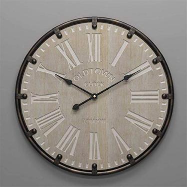 Imagem de U5GAAALPPQ9 Relógios de parede, algarismos romanos, metal, estilo europeu, relógio de parede criativo, café bar e relógio decorativo de metal 50 cm