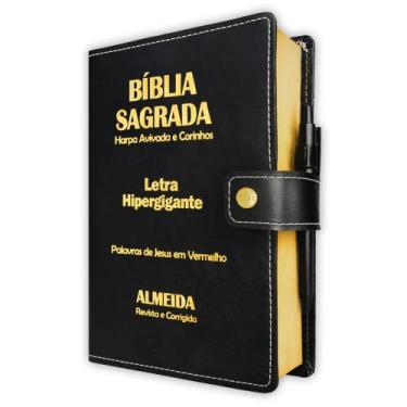 Imagem de Biblia Hipergigante - Preta - Botão e Caneta  Harpa Cristã - João Ferr