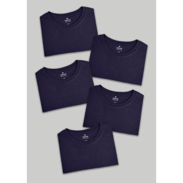 Imagem de Kit 5 Camisetas Masculinas Básicas Slim - Hering, Azul marinho, M
