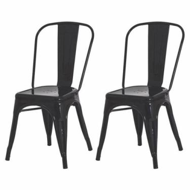 Imagem de Kit 2 Cadeiras para Sala de Jantar Tolix Iron Industrial Preta - Cadei