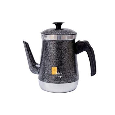 Imagem de Bule Com Bico Para Café Chá Leite Em Alumínio - DA ALUMINIOS, Preto