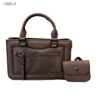 Imagem de Bolsa Feminina de Mão e Transversal com Divisões Kit 2 pçs com Porta M