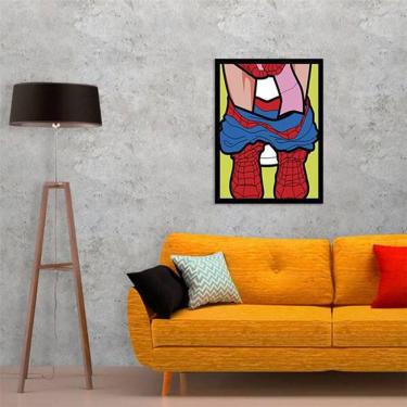 Imagem de Quadro Decorativo Homem Aranha No Banheiro 34x23Cm