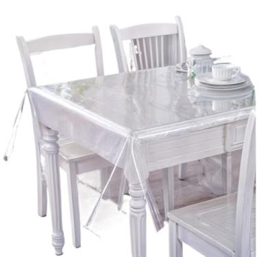 Imagem de Toalhas de mesa de plástico para mesas de 4, 6 e 8 lugares — toalhas de mesa de plástico transparentes, resistentes ao calor e impermeáveis(Transparente 0.020mm,8 lugares: 2,50 m x 1,40 m)