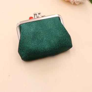 Imagem de Carteira pequena feminina retrô de couro PU de camada dupla moderna brilhante Brid carteira compacta com porta-cartões de crédito para mulheres, Verde, Estilo retrô