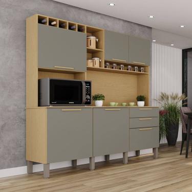 Imagem de Armário de Cozinha 6 Portas 2 Gavetas New Topázio Jequitibá/Granizo