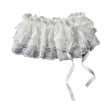 Imagem de Saia Mini De Renda Coreana Y2K De Cintura Alta Para Mulheres Com Camad