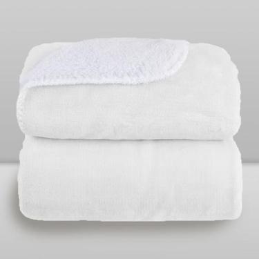Imagem de Cobertor Donna Laço Bebê 110x90 cm Microfibra Plush com Sherpa, Branco