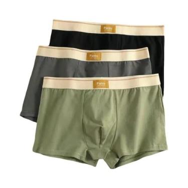 Imagem de Cuecas Boxer Masculinas De Algodão Respirável 3 Peças U Convexo Roupa 