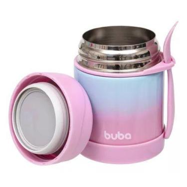 Imagem de Pote Térmico Buba Degrade Aço Inoxidável Com Talher +6M -, Rosa, 320ml