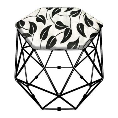 Imagem de Puff Aramado Hexágono Linho A83 Base Preto D'Rossi - DRossi