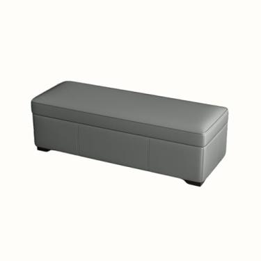 Imagem de Baú De Armazenamento Banco De Armazenamento Sapatos De Entrada Para Sala De Estar Quarto Material De Couro Pés De Banquinho Resistentes(Medium gray,80x40x40cm)